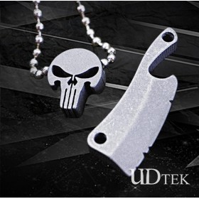Titanium alloy no logo skull keychain necklace gift butcher knife EDC tool with bottle opener UD19014